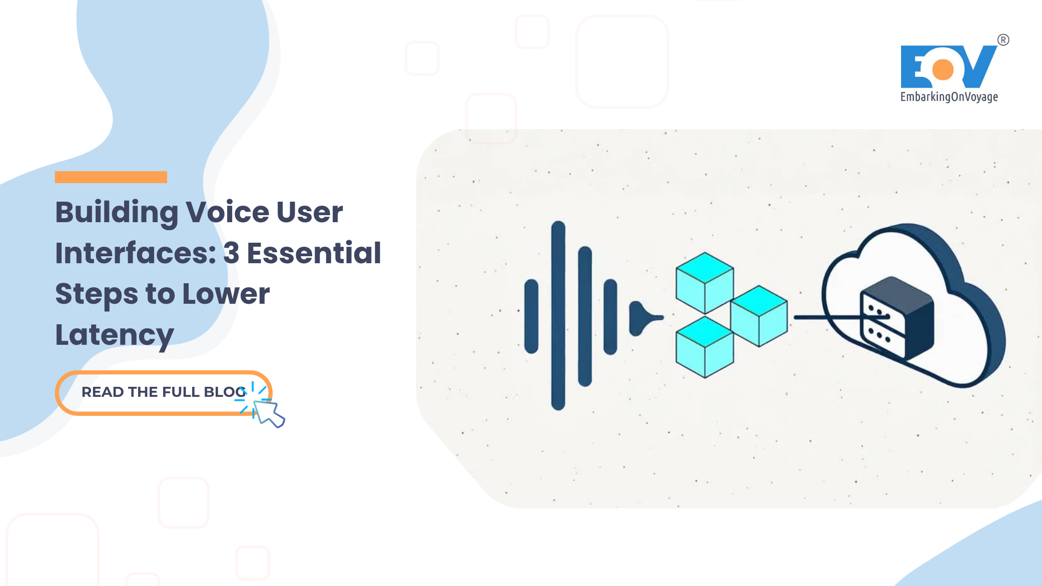 Illustration showing voice audio waves turning into structured data for cloud processing to build low-latency voice user interfaces