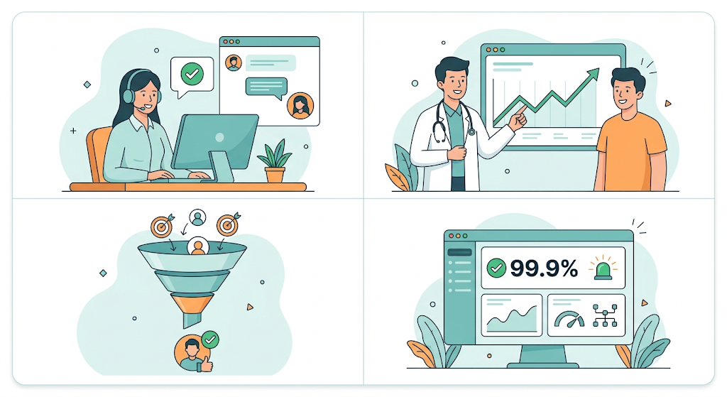 Examples of outcome based billing in support, healthcare, marketing, and IT