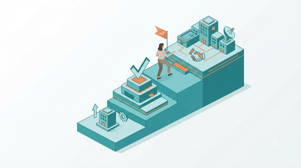 Staircase from pilot project to scaled partnership in software development outsourcing